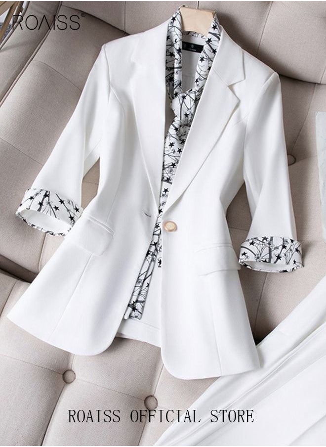 Women's White Suits with Scarf Long Sleeve Blazer Office Women's Wear Thin Casual Design Women's Blazers Lapel Long Sleeve Button Casual Business Jacket - pzsku/Z6077B3E51632D4407151Z/45/_/1691136151/01d61729-56a1-4bd7-8c6a-ef358373c778