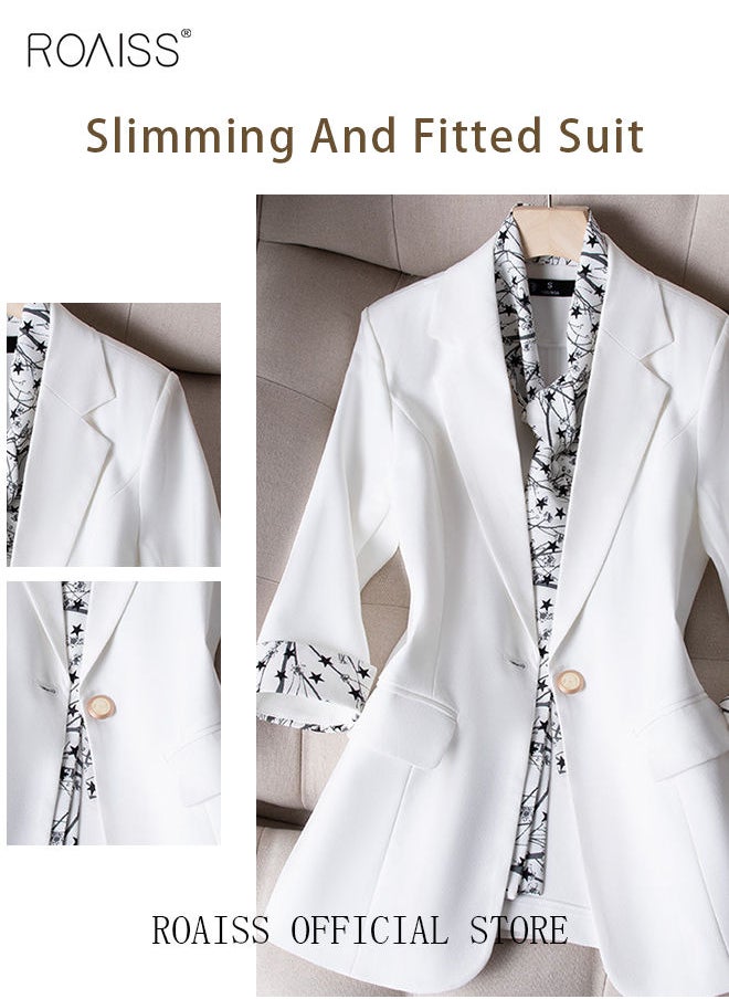 Women's White Suits with Scarf Long Sleeve Blazer Office Women's Wear Thin Casual Design Women's Blazers Lapel Long Sleeve Button Casual Business Jacket - pzsku/Z6077B3E51632D4407151Z/45/_/1691136155/96029cfe-0640-42ce-9cb4-1aa9c526d1a6