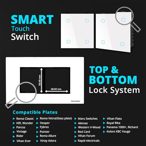 Home Mate HomeMate Wi-Fi Smart 4 Gang Touch Switch (White, Pack of 1) | No Hub Required | Works with Amazon Alexa, Google Assistant & Siri - Image 2