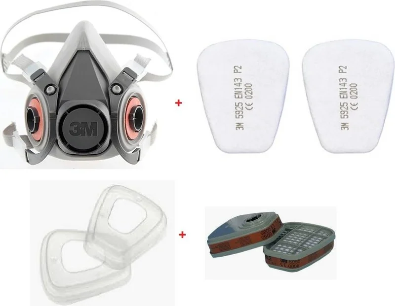 3M 6200 Half Face Mask + 6057 Abe Filter + 5925 P2 Filter + K501 Cover