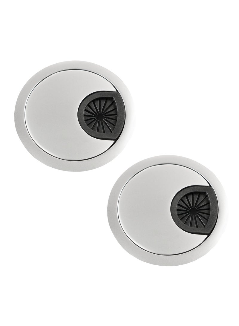 حمالة المكتب لمنظم الأسلاك، الكمبيوتر الكمبيوتر كمبيوتر كمبيوتر حمالة بلاستيكية لمكتب الكمبيوتر، منظم كبل مثبت بفتحة، حزمتان (53 ملم، فضي) - Image 1