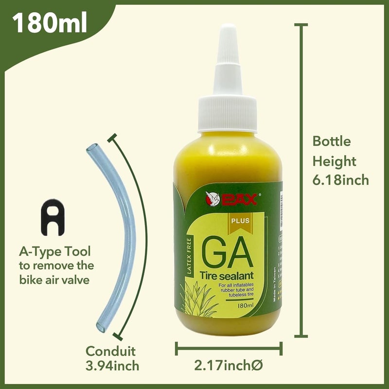 Pax 180ml GA Tire Sealant, Flat Prevention Savior, Strong Sealing, Non-corrosive, Suit for All Motorcycles & Bicycles, Clincher, Tubular, Tubeless. with Conduit & A-Type Tool - Image 2
