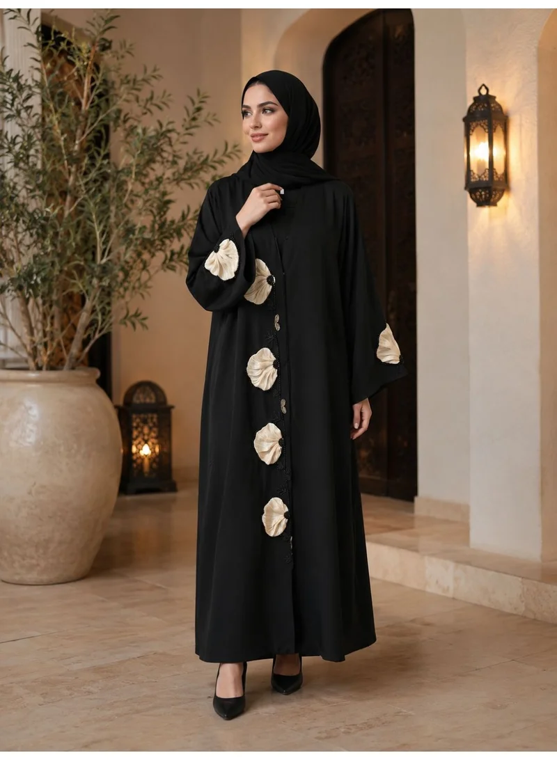 Ophelia  Ivory Bloom Eid Collection | Elegant Abaya by with Matching Hijab for Women | Best Price UAE