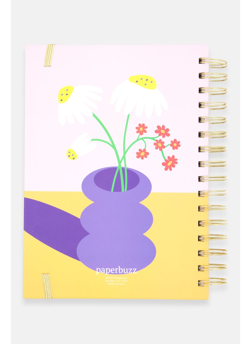 Paperbuzz Flower Print Spiral Notebook, Purple Combo  - Image 3