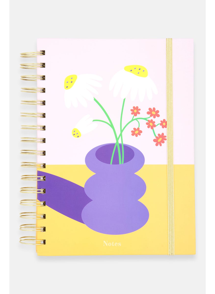 Paperbuzz Flower Print Spiral Notebook, Purple Combo  - Image 1