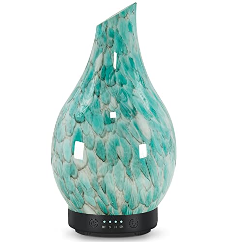 EQUSUPRO Essential Oil Diffuser 120ml Ultrasonic Aromatherapy Diffuser with Handmade Glass BPA Free, Auto Shut-Off 4 Timer Setting 7 Colors Changed LED for Home Yoga Office (Cobblestone) - Image 1