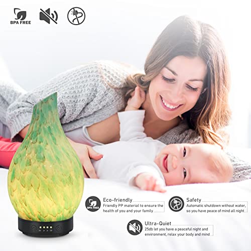 EQUSUPRO Essential Oil Diffuser 120ml Ultrasonic Aromatherapy Diffuser with Handmade Glass BPA Free, Auto Shut-Off 4 Timer Setting 7 Colors Changed LED for Home Yoga Office (Cobblestone) - Image 5