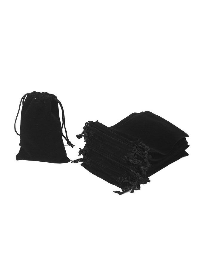 HRX Package 20 قطعة أكياس مخملية بسحاب 5X7 بوصة أكياس مخملية لتغليف هدايا المجوهرات (أسود) - Image 1