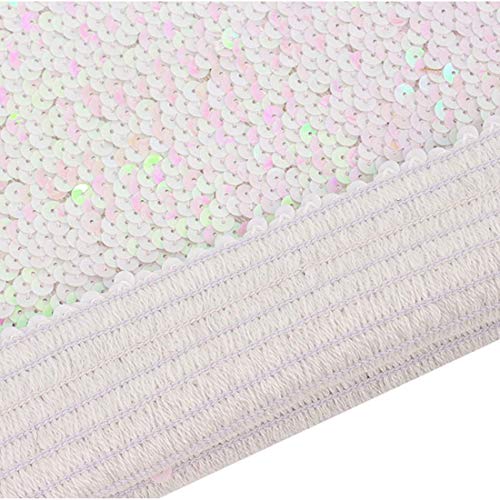 Fenyong Womens Sparkly Sequin Mermaid Crop Tops, Strapless Metallic Tube Tops for Party Clubwear (White) - Image 3