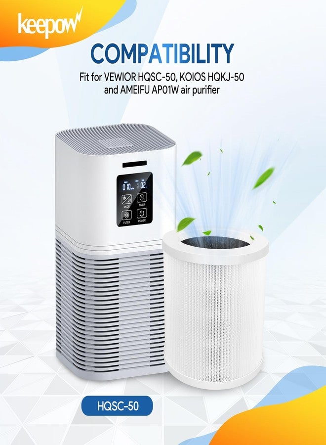 كيباو فلاتر KEEPOW A1 لتنقية الهواء متوافقة مع أجهزة تنقية الهواء VEWIOR HQSC-50، HQKJ-80، A1، AMEIFU AP01W، KOIOS HQKJ-50 Tailulu PUR0003، فلتر H13 True HEPA بديل لجهاز تنقية الهواء VEWIOR A1 - Image 2