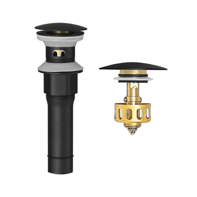 بلاستيك أسود لصنبور الحمام مع مصفاة مدمجة لمنع انسداد التصريف