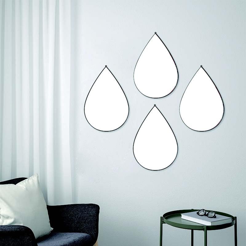 HOME ELEMENTS Wall Mirror Set with Hanging Chain Pack of 3 Modern Decorative Golden Frame Mirror for Aesthetic Room Decor Bathroom Bedroom Living Room Teardrop - Image 5