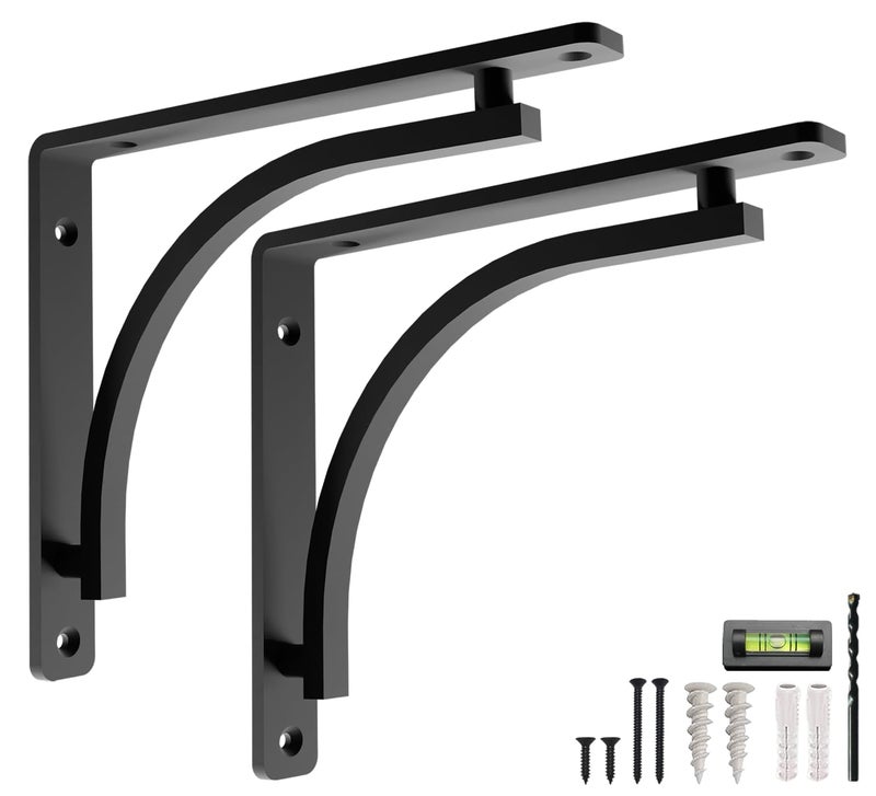 Balin Designs Classic Black Heavy Duty Shelf Brackets 12 inch by Balin Designs – L Bracket, Wall Mounted Support, Shelving Metal Bracket, Decorative Shelf Brackets, with Hardware Included, Set of 2 - Image 1