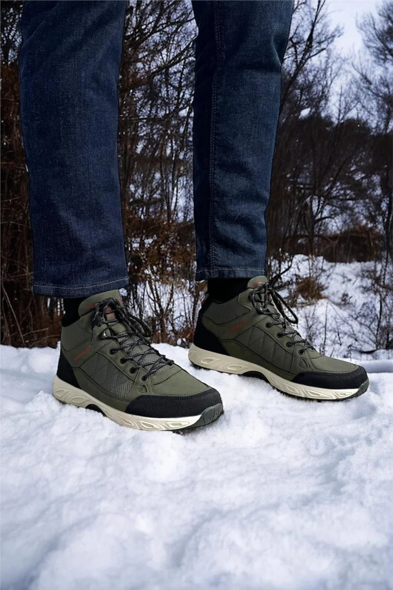 Liger Outdoor Boots Winter Durable Solid Sole Lace-Up Khaki