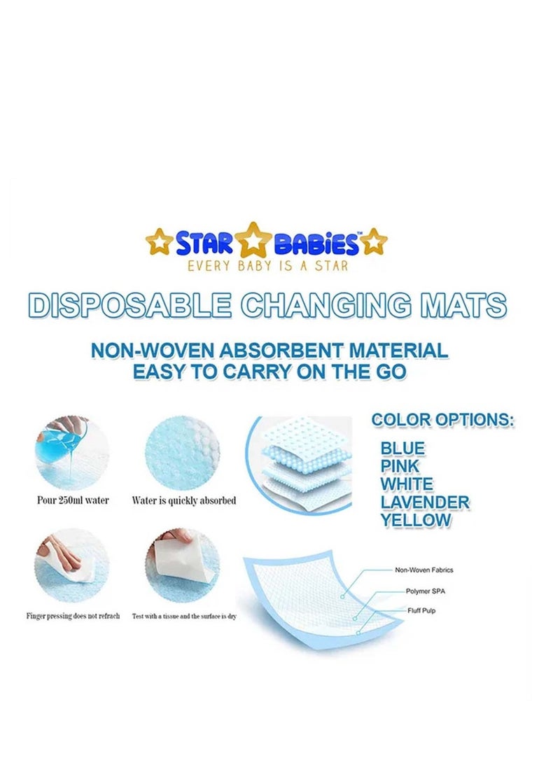 STAR BABiES Star Babies - Combo Pack of 2- Disposable Changing Mat Pack of 24 with Scented Bag (5 Pcs w/Dispenser) - Blue/White  - Image 3