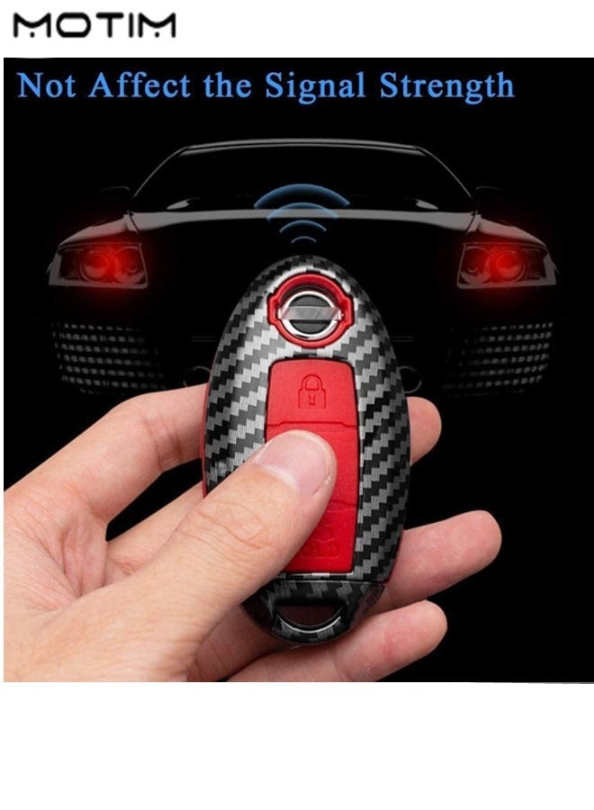Motim Nissan and Infiniti Key Fob Case Cover 4 Button, Carbon Fiber  Full Protection Soft Shell & Car Key Protector Case  Key Ring for Nissan Altima Maxima Murano Armada Pathfinder Rogue Sentra GT-R Infiniti - Image 4