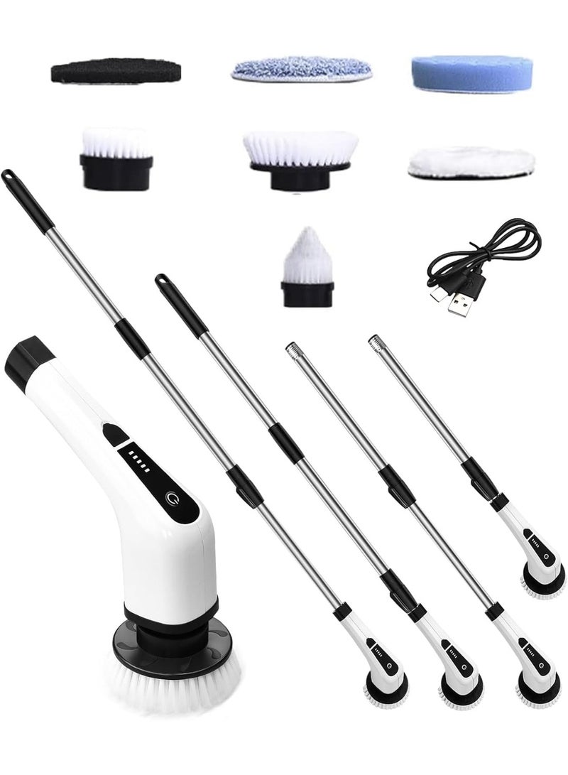 houscly Electric Spin Scrubber Cleaning Brush: Cordless Power Shower Scrubber for Cleaning Bathroom Tub Tiles Car with Long Handle | Portable E Spin Bathtub Spinning Cleaner Scrub Brush Household Use Supplies - Image 1