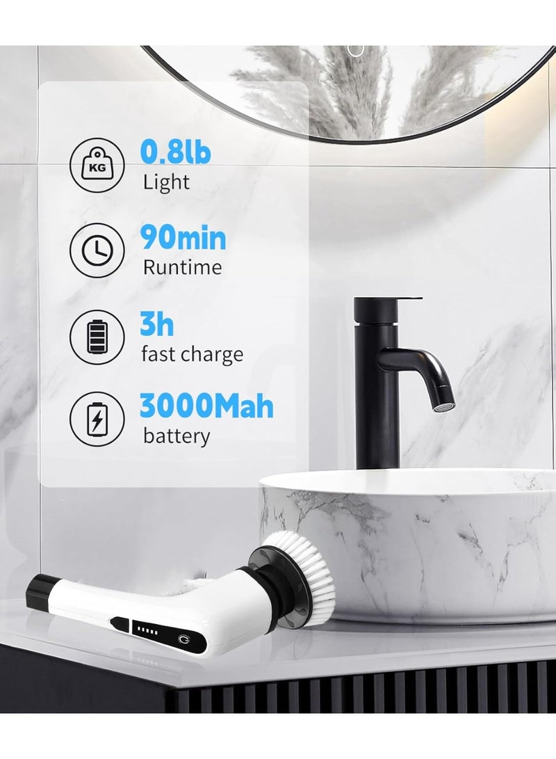houscly Electric Spin Scrubber Cleaning Brush: Cordless Power Shower Scrubber for Cleaning Bathroom Tub Tiles Car with Long Handle | Portable E Spin Bathtub Spinning Cleaner Scrub Brush Household Use Supplies - Image 3
