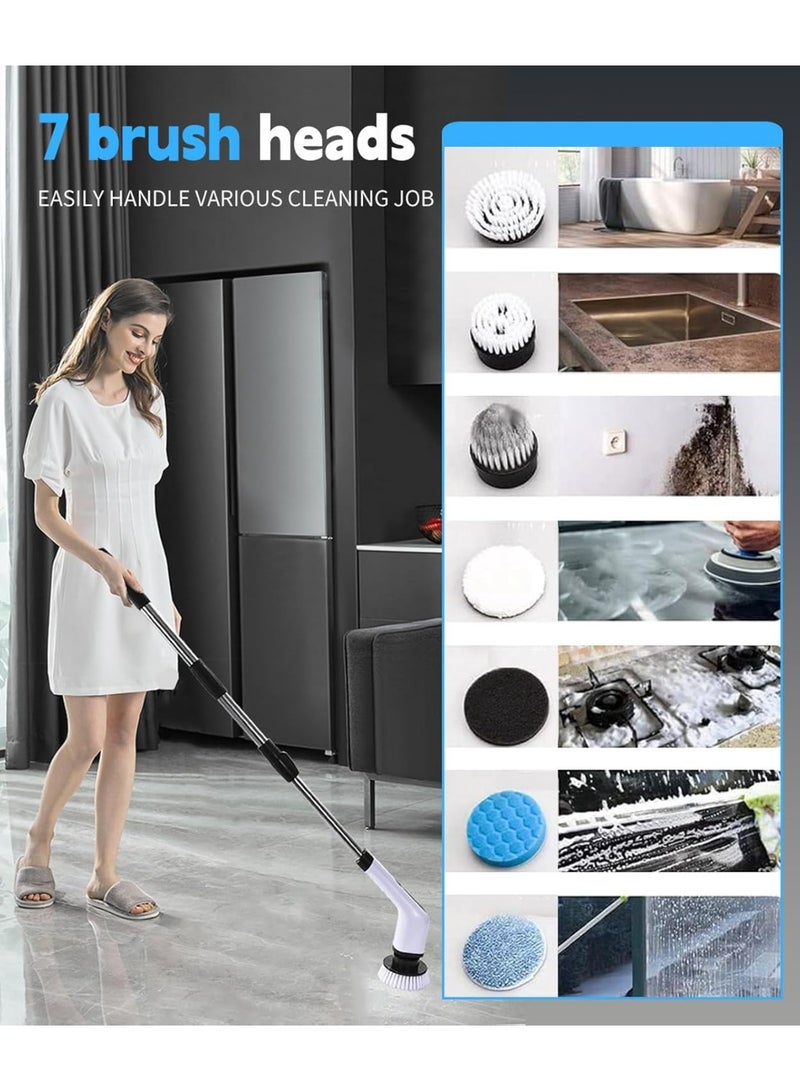 houscly Electric Spin Scrubber Cleaning Brush: Cordless Power Shower Scrubber for Cleaning Bathroom Tub Tiles Car with Long Handle | Portable E Spin Bathtub Spinning Cleaner Scrub Brush Household Use Supplies - Image 2