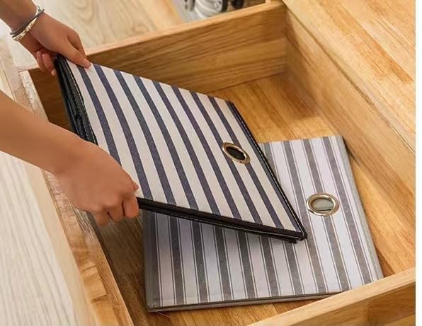 Kuber Industries Foldable Storage Basket|Square Toy Storage Bin|Front Grab Handle|Wardrobe, Closet Organizer (Grey) - Image 3