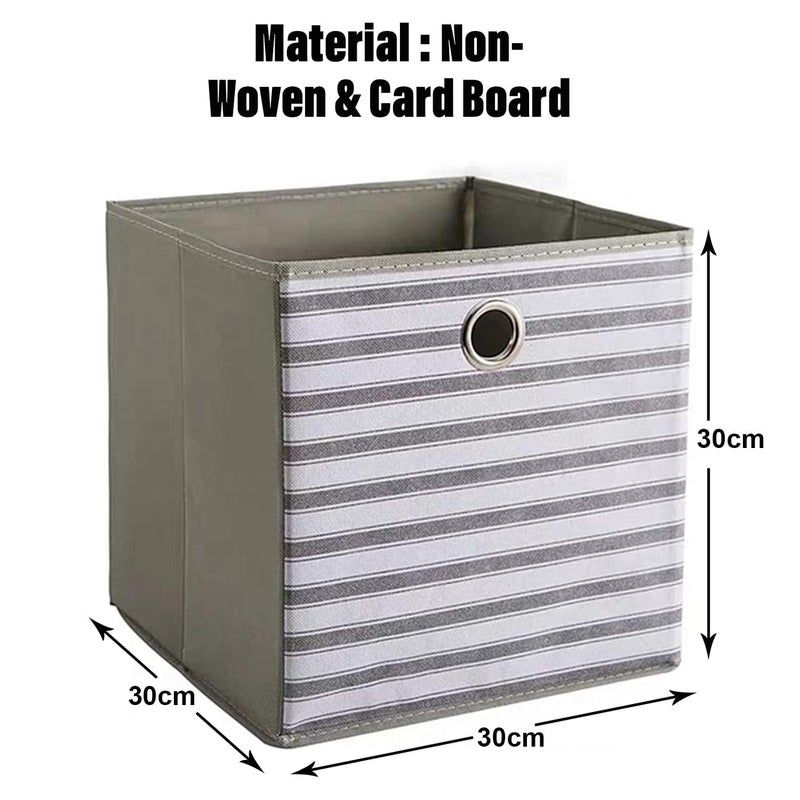 Kuber Industries Foldable Storage Basket|Square Toy Storage Bin|Front Grab Handle|Wardrobe, Closet Organizer (Grey) - Image 4