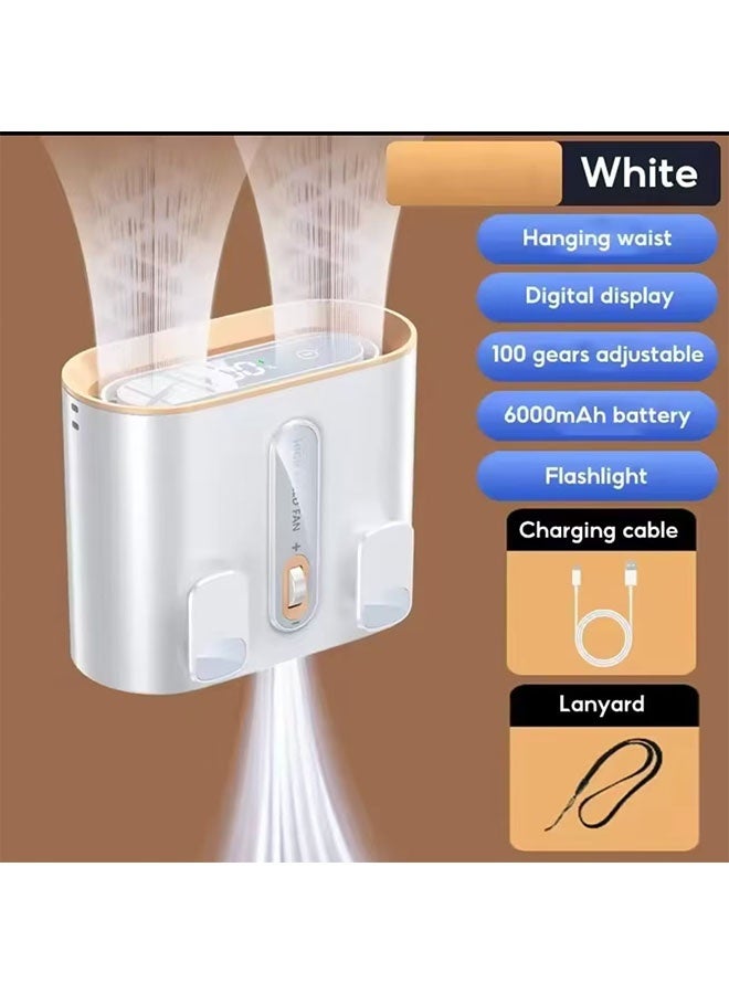 JCB CHIC 6000mAh Portable Mini Waist Clip Fan,Personal Fan Rechargeable with up to 20H of Working Time,Flashlight Hands-Free Hanging Neck Fans, Wearable Belt Fans for Camping(DYSS-9) - Image 1