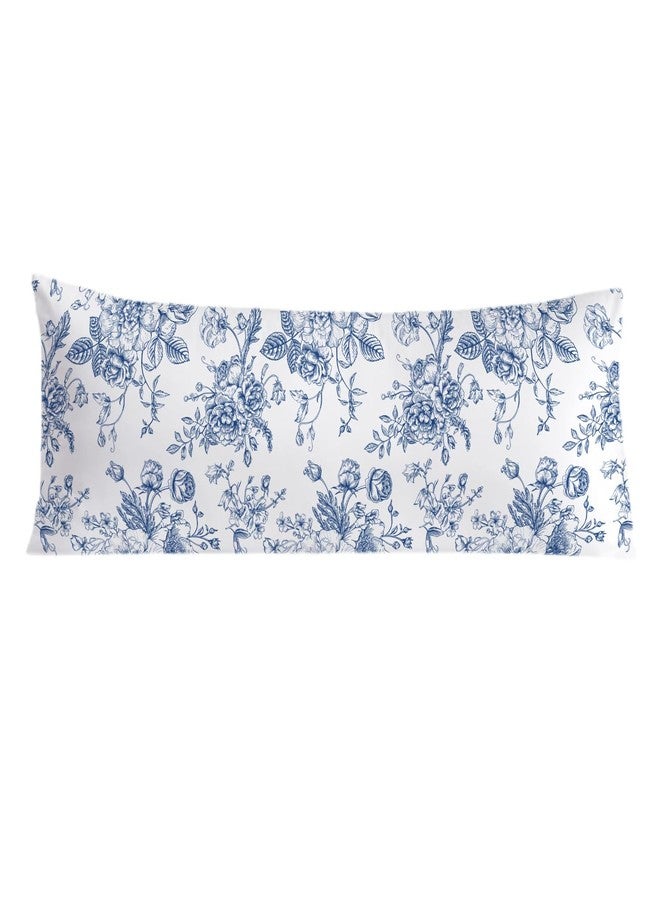 PIUD Vintage Blue Floral Chinoiserie 20x54 Body Pillow Cover, Grandmillennial Home Decor, Chinoiserie Decor, Blue and White Flower Grandmillennial Decorative Long Body Pillow Cases for Bed Couch - Image 1