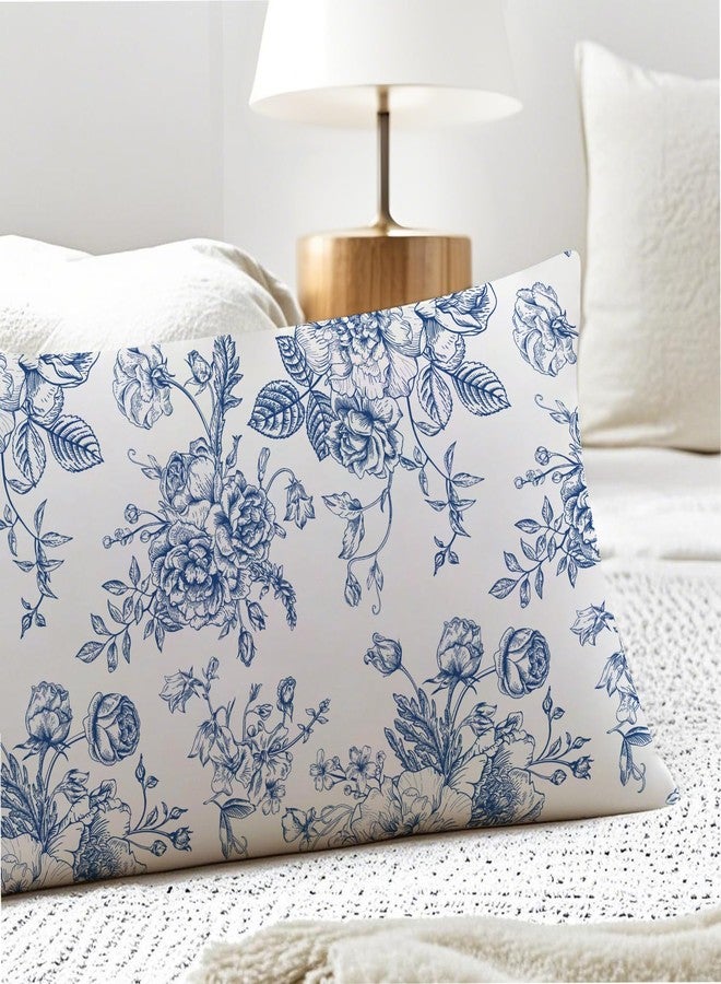 PIUD Vintage Blue Floral Chinoiserie 20x54 Body Pillow Cover, Grandmillennial Home Decor, Chinoiserie Decor, Blue and White Flower Grandmillennial Decorative Long Body Pillow Cases for Bed Couch - Image 5