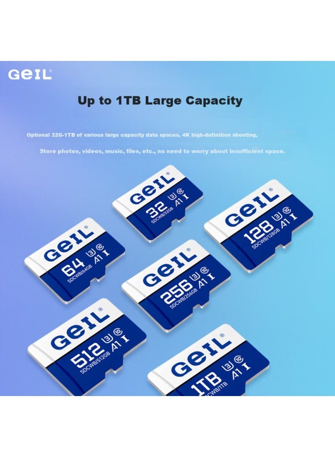 Geil 32gb Tf Memory Card U3 Class10 Highly Durable For Phones/cameras/dash Cams/security Cameras Blue And White - Image 3