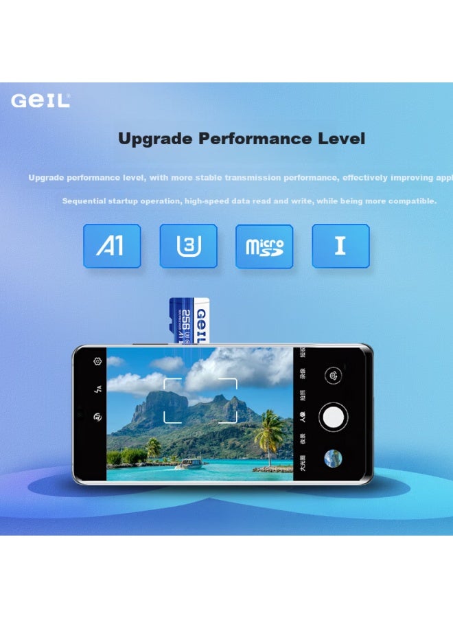 Geil 32gb Tf Memory Card U3 Class10 Highly Durable For Phones/cameras/dash Cams/security Cameras Blue And White - Image 2