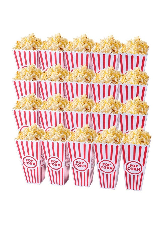 Tebery 20 Pack Plastic Open-Top Popcorn Boxes Reusable Movie Theater Style Popcorn Container Set -7.7" Tall x 4" Square - Image 1