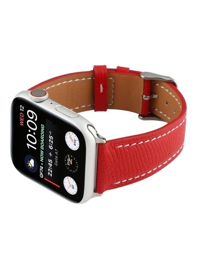 NIBEMINENT Small Waist Cross Texture Leather Replacement Watchbands For Apple Watch Series 7/6/SE/5/4/3/2/1 41/40/38mm Red - Image 3