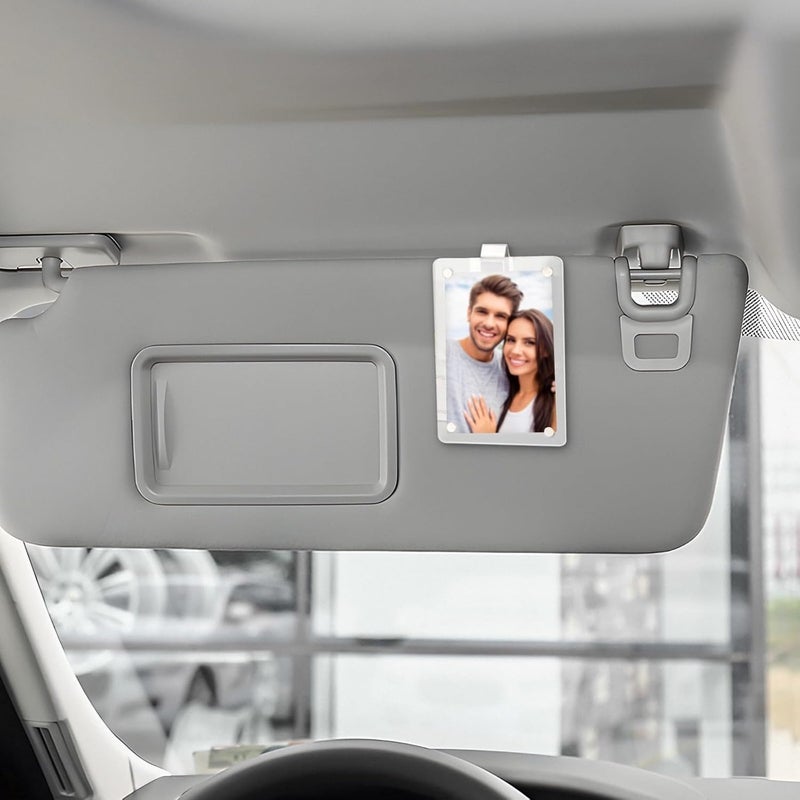Acrylic Car Picture Frame, 4 Pcs Clear 3.54 X 2.36 in Photo Holder with Clip for Sun Visor, Horizontal & Vertical Display, Non-Yellowing, for Photos, Vehicle, Home - Image 3