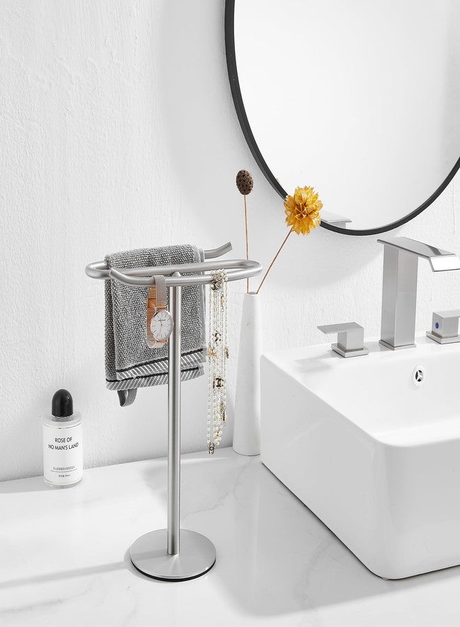 GGStudy Hand Towel Holder Stand Table-Standing Towel Rack, SUS304 Stainless Steel Towel Bar Rack Stand, Tower Bar for Bathroom Kitchen Vanity Countertop Brushed Nickel - Image 4