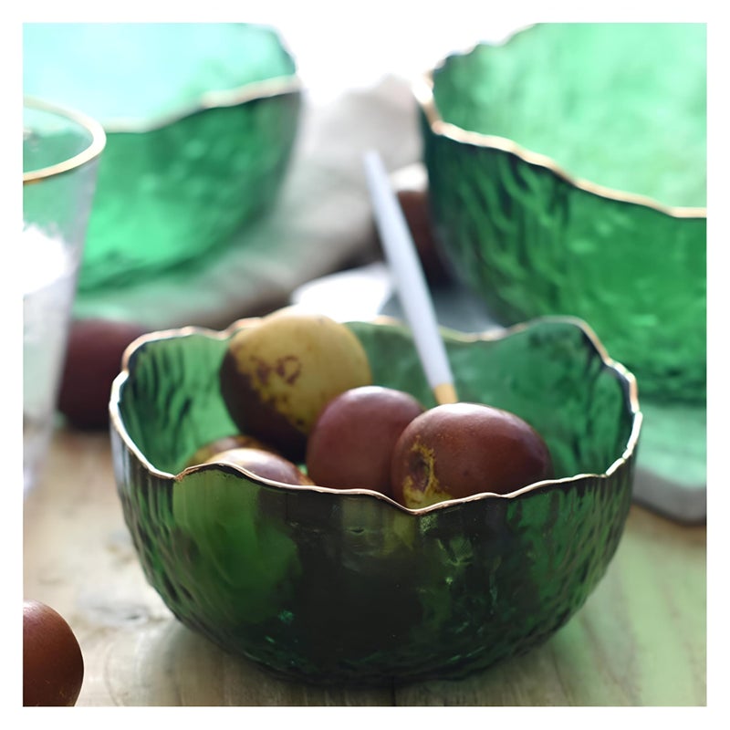 Luxurious Tableware - Three-piece green glass bowl set, each crafted for soups, salads, popcorn, fruit, vegetables or snacks; adds a sumptuous yet minimal aesthetic that elevates dining experience. - Image 5
