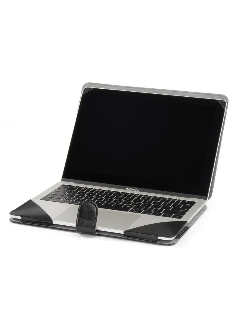 Generic - Compatible with MacBook Air 13.6 Inch PU Leather Book Case Model A2681/A3113 M2/M3 Chip 2024 2023 2022 Sleeve Carrying Cover Folio Case (Black) - Image 1