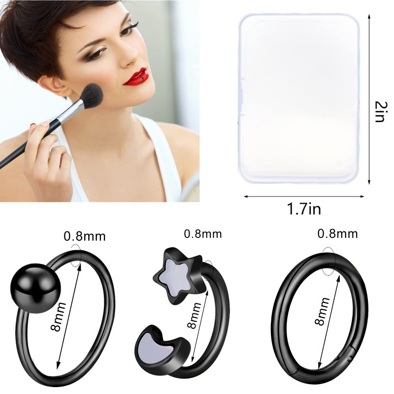 ONESING 18 Pcs 16G Black Tragus Piercing Earrings for Women Men Cartilage Earrings Stud - Image 3