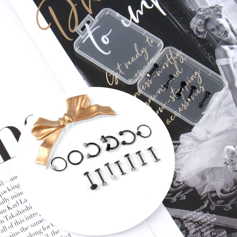 ONESING 18 Pcs 16G Black Tragus Piercing Earrings for Women Men Cartilage Earrings Stud - Image 4