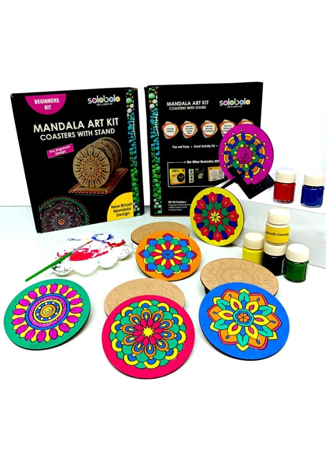 SOLOBOLO Mandala Art kit for Kids Adults,Indian Art Forms Kits,Art & Craft kit Birtday Return Gift for Girls 9-12 12-15,Coloring & Painting kit Using Water Brush, Brown - Image 1