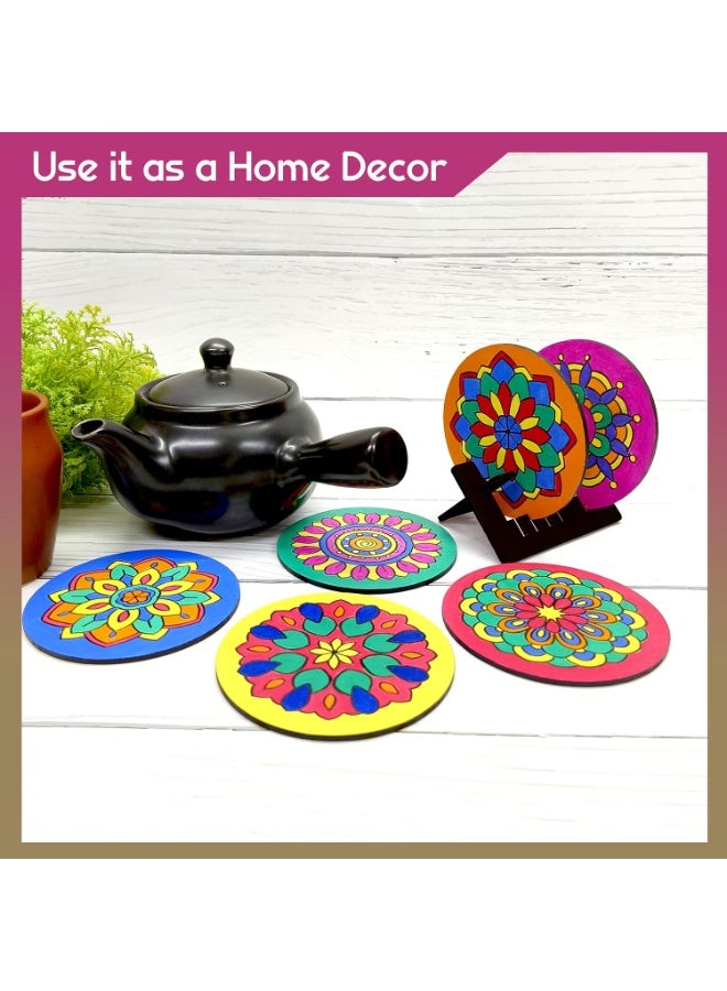 SOLOBOLO Mandala Art kit for Kids Adults,Indian Art Forms Kits,Art & Craft kit Birtday Return Gift for Girls 9-12 12-15,Coloring & Painting kit Using Water Brush, Brown - Image 2