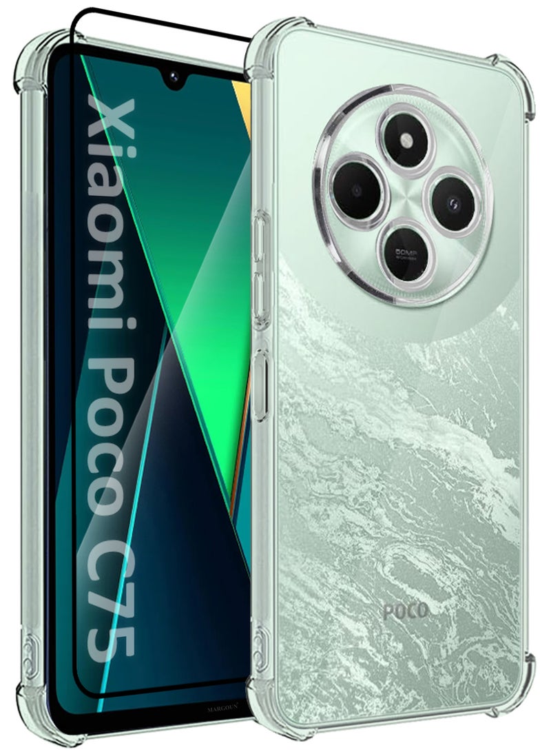 CATANES 2Packs Gorilla Case for Poco C75  Transparent Shockproof  Crystal Clear with Reinforced Corners with 3D Screen Protector - Image 1