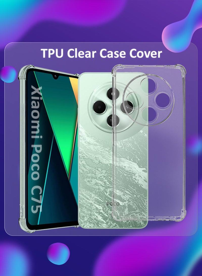 CATANES 2Packs Gorilla Case for Poco C75  Transparent Shockproof  Crystal Clear with Reinforced Corners with 3D Screen Protector - Image 2