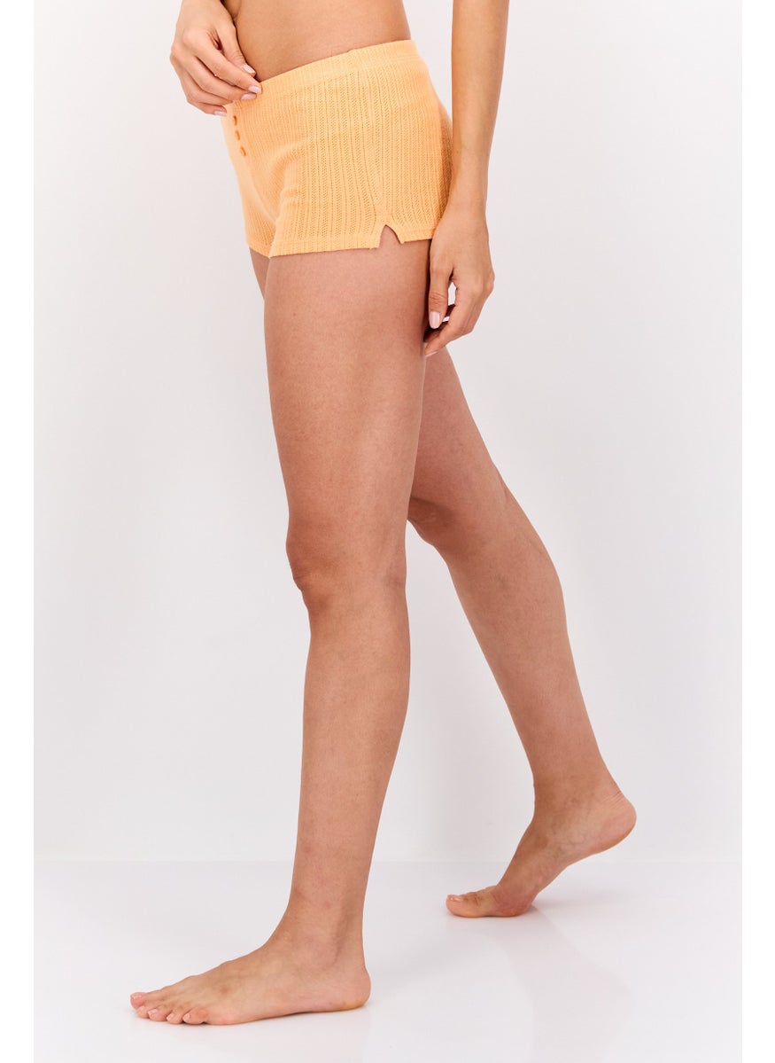UNDIZ Women Textured Slip On Short, Orange  - Image 2