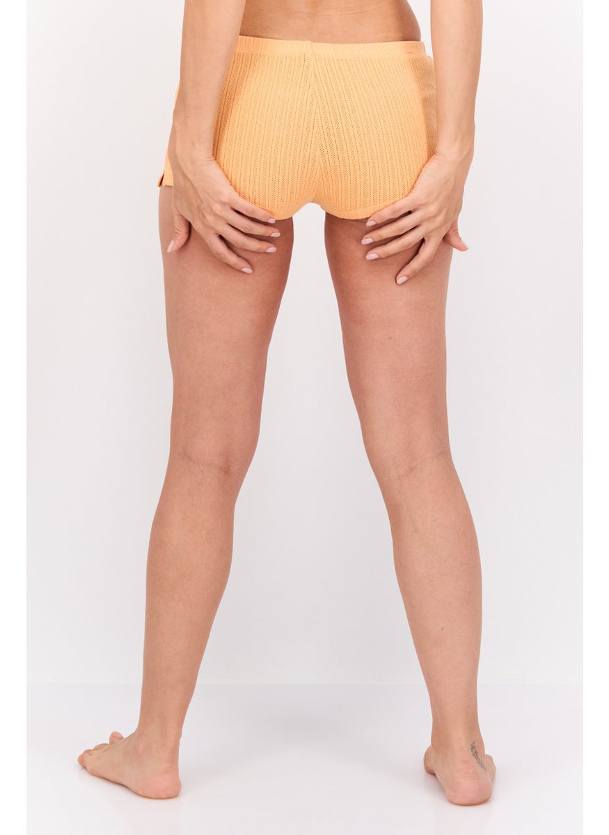 UNDIZ Women Textured Slip On Short, Orange  - Image 3