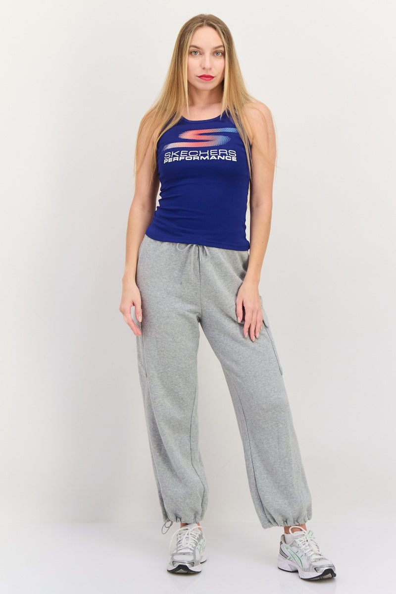 SKECHERS تي شيرت تدريب بلا أكمام للنساء، أزرق - Image 4