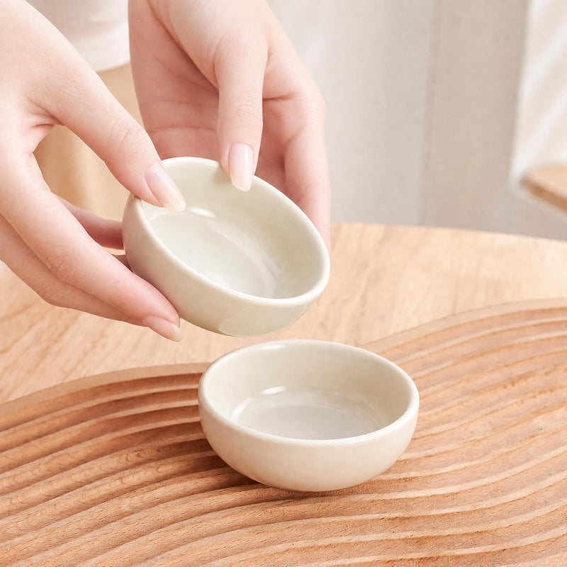Swuut Ceramic Bowl Sets,2.7 oz Small Candy Sauce Bowls,Cute Dipping Bowls Microwave Safe Ceramic Pinch Snack Deep Serving Bowls For Party,Set of 6(Beige) - Image 3