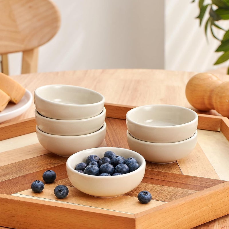 Swuut Ceramic Bowl Sets,2.7 oz Small Candy Sauce Bowls,Cute Dipping Bowls Microwave Safe Ceramic Pinch Snack Deep Serving Bowls For Party,Set of 6(Beige) - Image 5