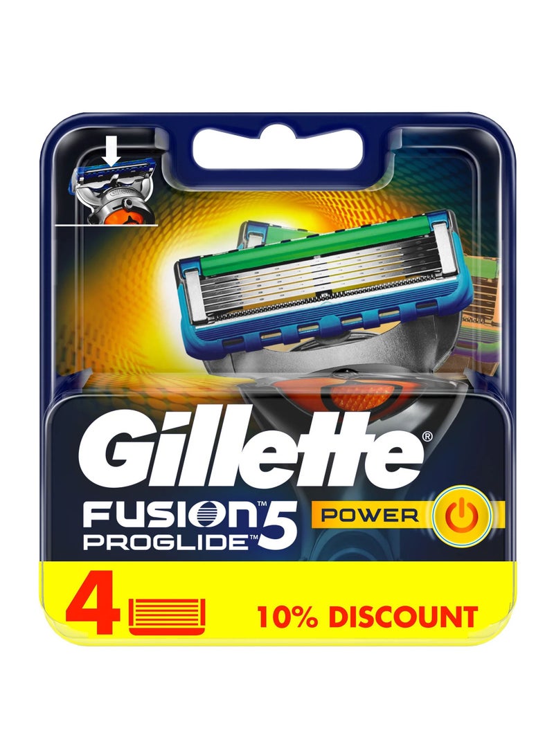 Gillette 4-Piece Fusion5 ProGlide Razor Blades Silver/Blue/Green - Image 1