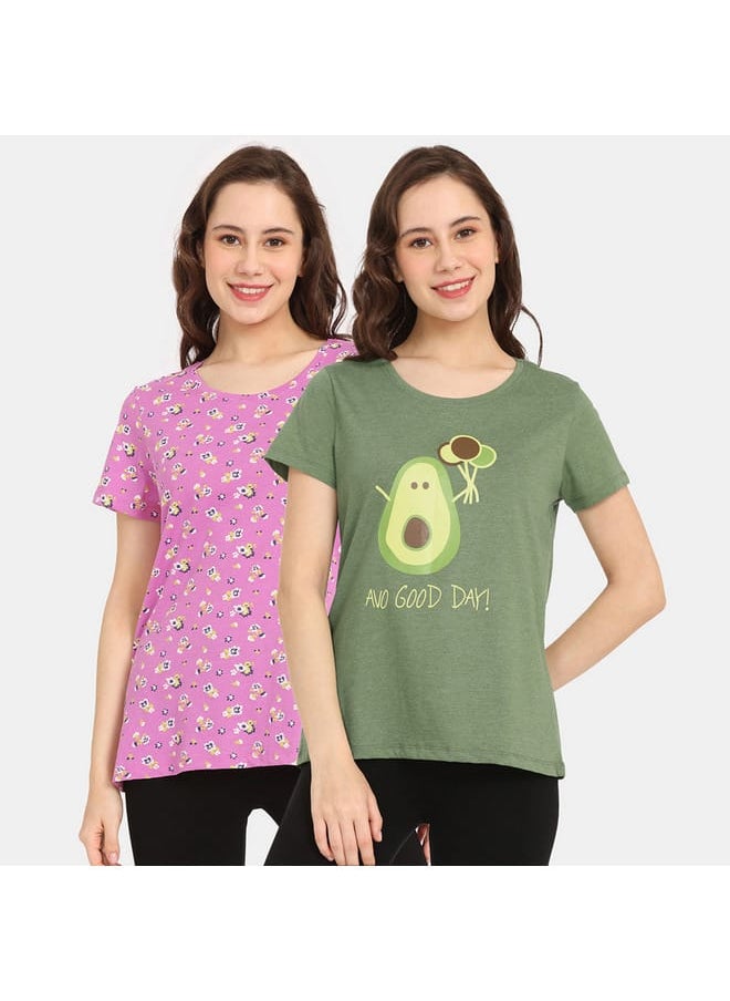 zivame Set of 2 - Zivame Printed T-shirt with Short Sleeves  - Image 1