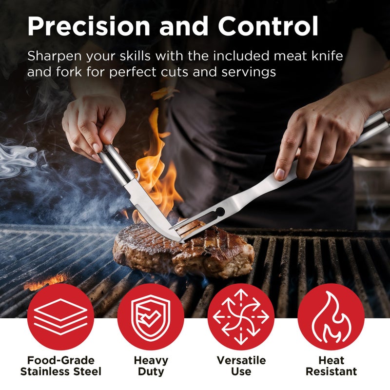 Kaluns 32 Psc Grilling Accessories, Dad Gifts for Fathers Day, Heavy Duty Stainless Steel Grill Set BBQ Grill Accessories for Outdoor Grill with Aluminum Case and Apron, Best Gifts for Men - Image 3